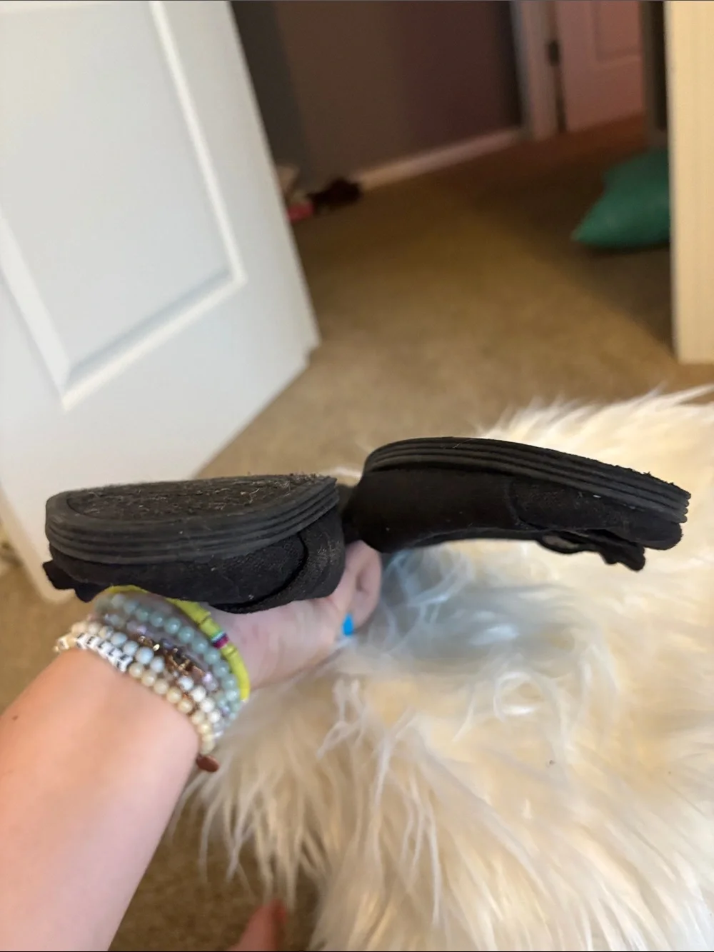 Women's Black Button-Accent Ballet Flats